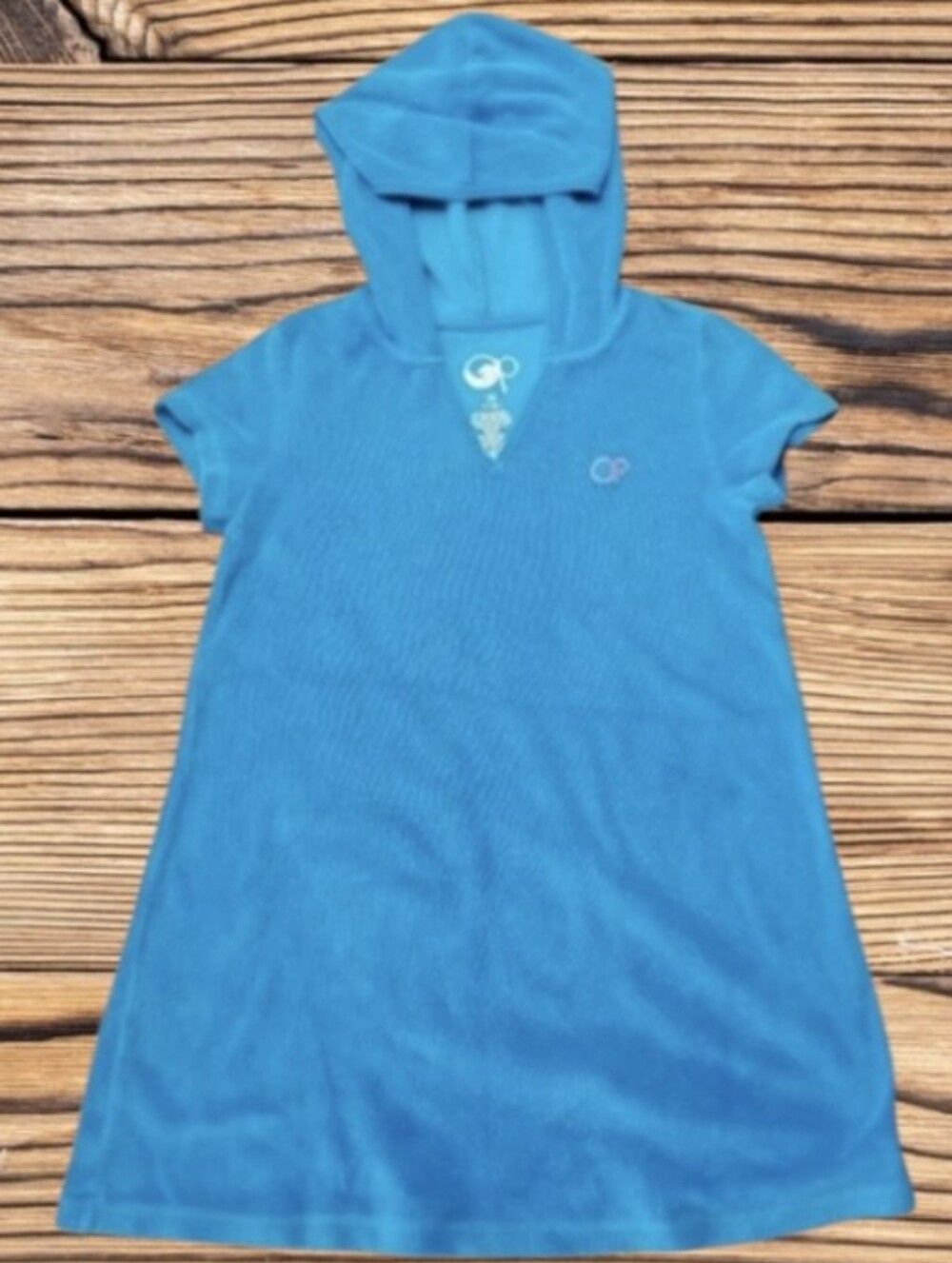 OP LITTLE GIRLS HOODED SWIM COVER UP - SIZE-M(7-8)